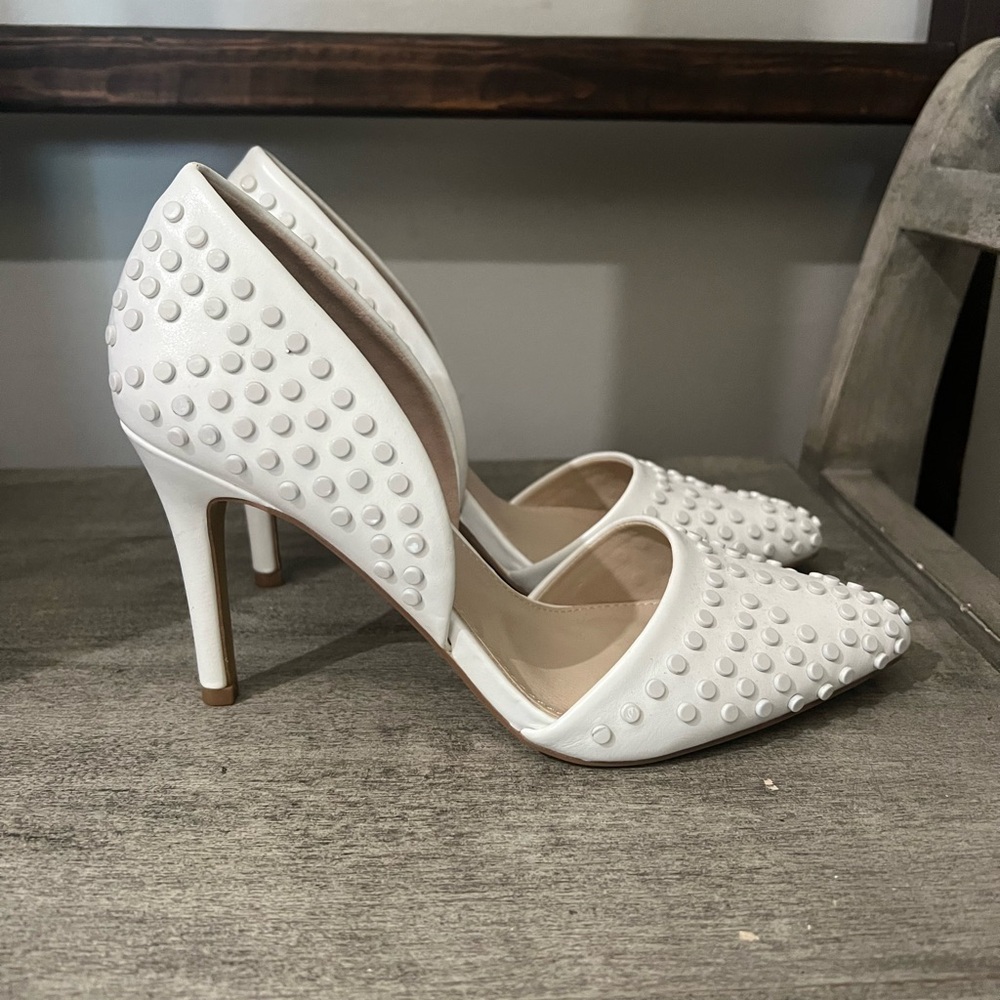 French Connection White Studded Heels